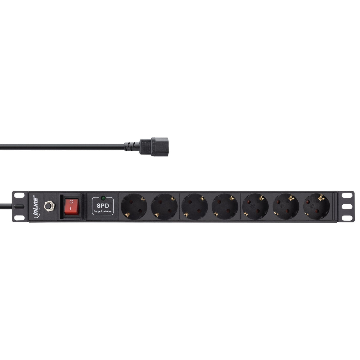 Regleta Inline De 19", 7 Vías, Protección Contra Sobretensiones Y Sobrecargas, Interruptor