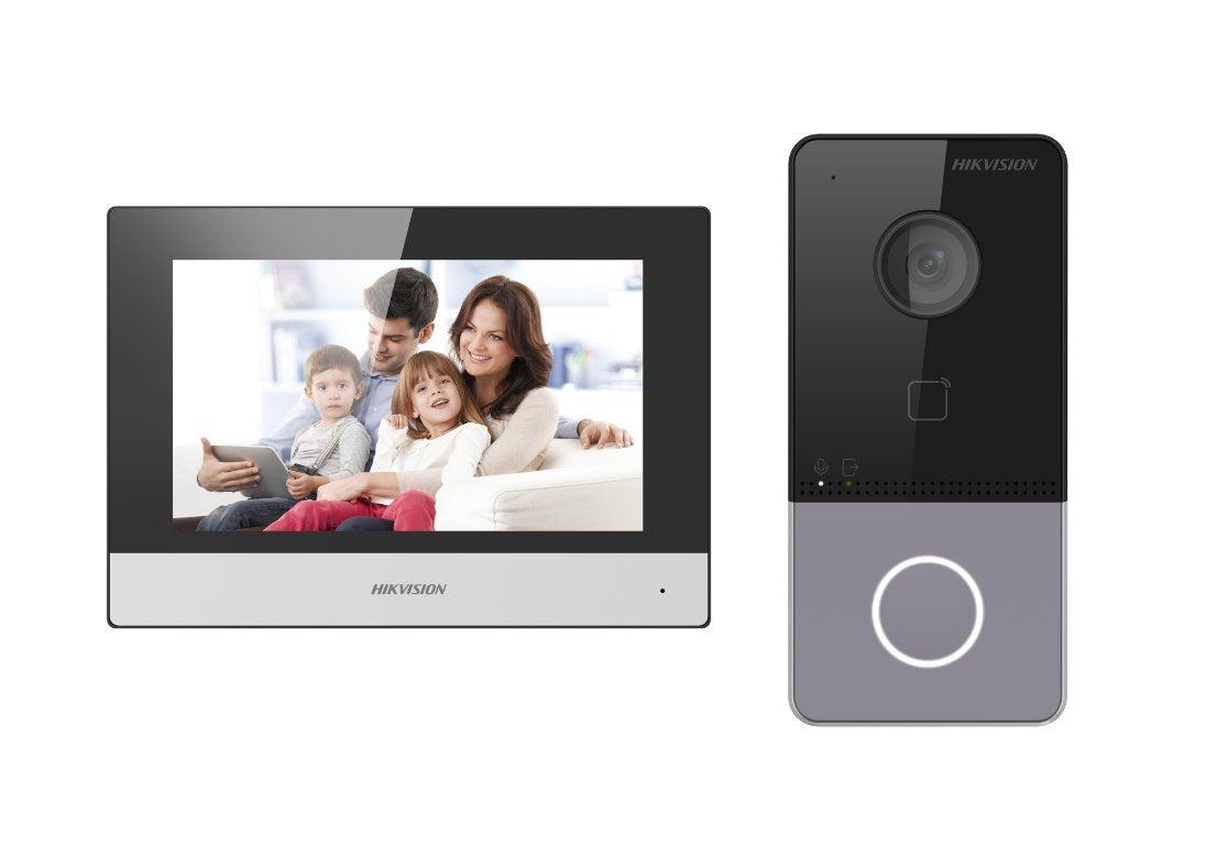 EAN 6931847110420 - Hikvision DS-KIS603-P(C)/EU sistema de intercomunicación de video 2 MP 17,8 cm (7") Negro, Gris, Plata imagen 1