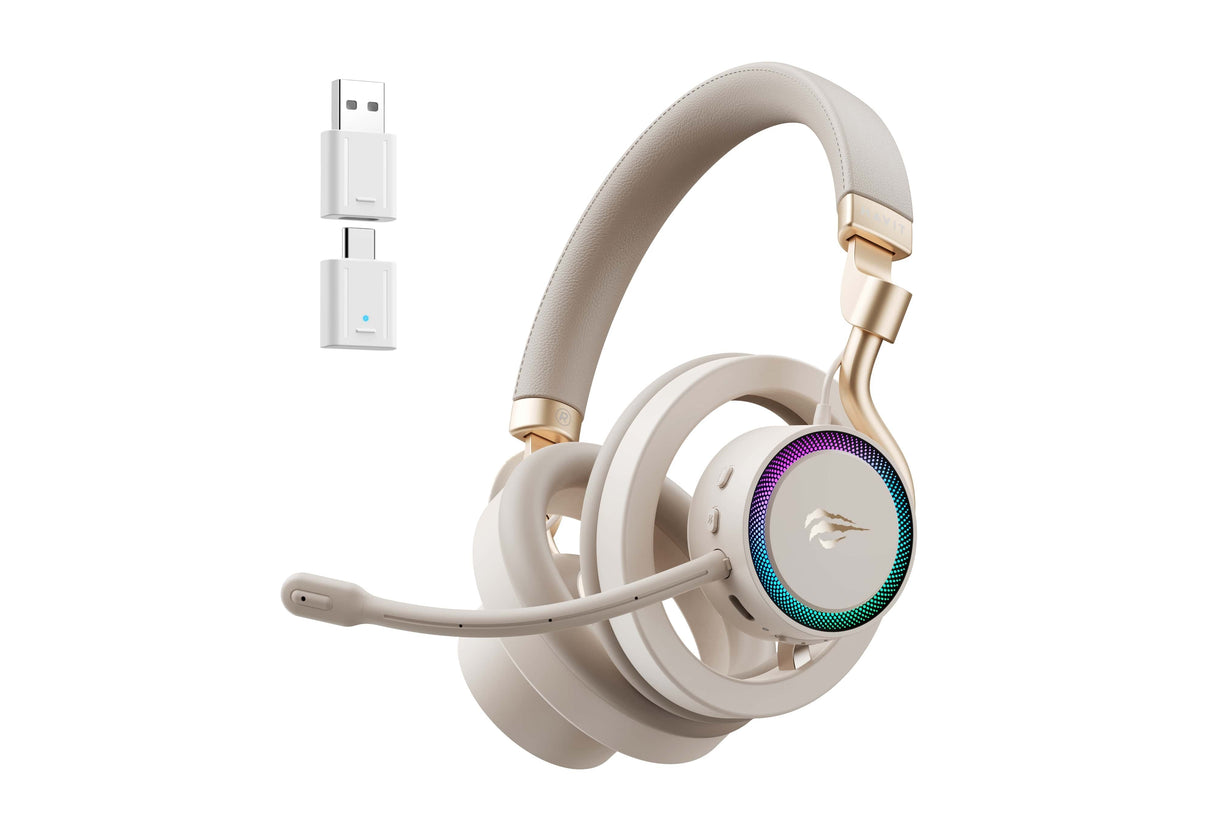 Auriculares Havit Fuxi-H8 Con Cable/Inalámbricos Para Juegos (Dorados)