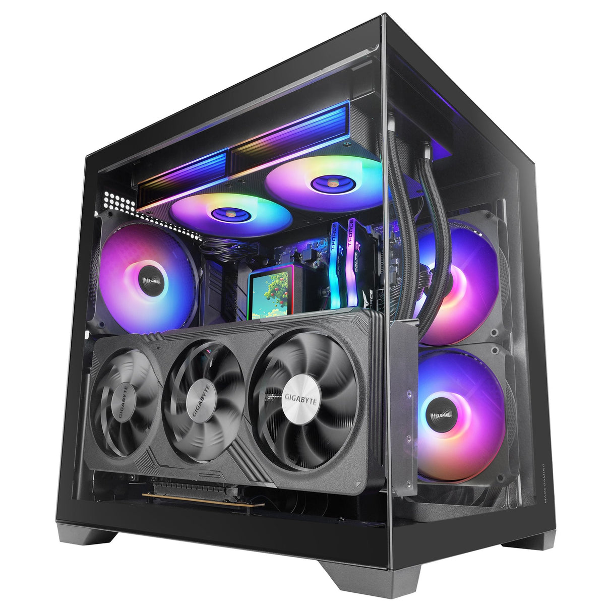 Caja Pc Microatx Mars Gaming Mc-View3 Gpu Max 330mm Cristal Templado Panoramico Argb Usb-C Negra