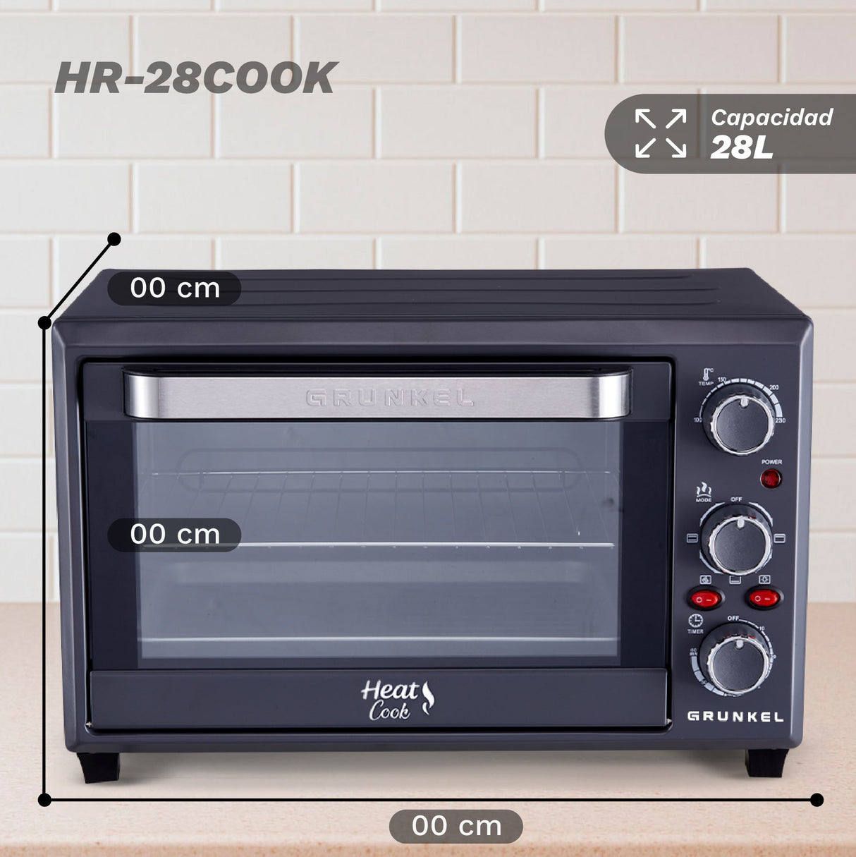EAN 8426156019246 - Grunkel HR-28COOK horno 28 L 1600 W Negro, Acero imagen 3