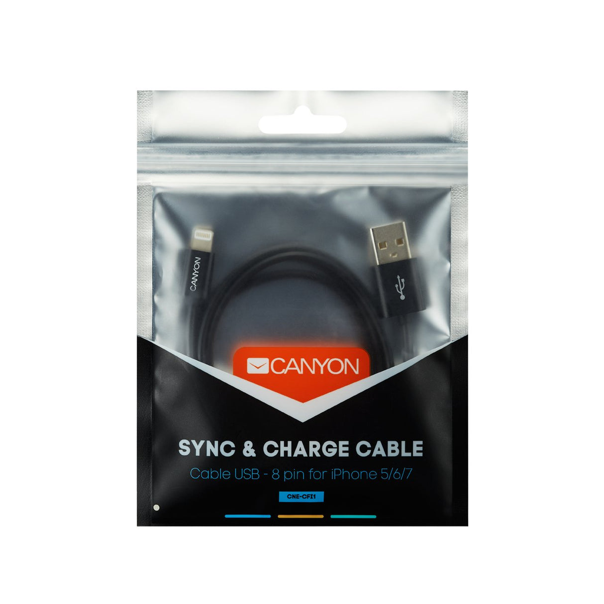 EAN 5291485002305 - Canyon CNE-CFI1B cable de conector Lightning 1 m Negro imagen 2