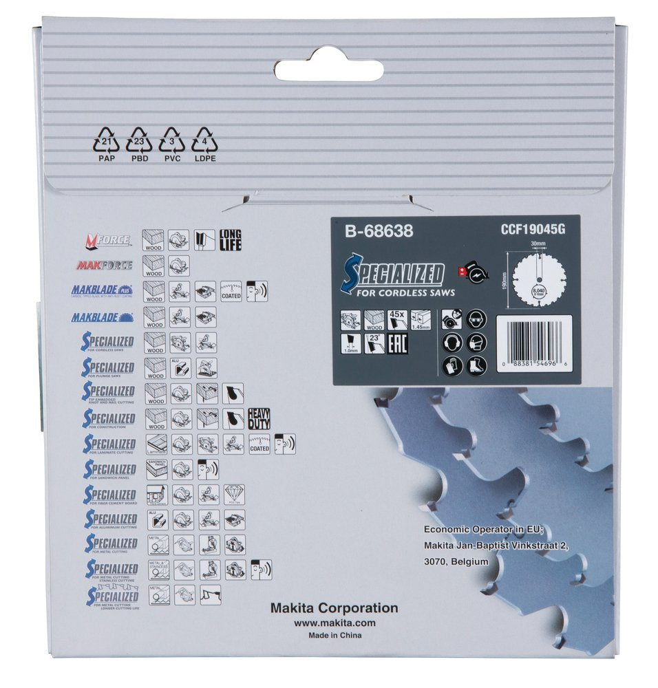 Makita B-68622 T.C.T. Pjuklas 190x1.45x30mm 23° T45 Efficut