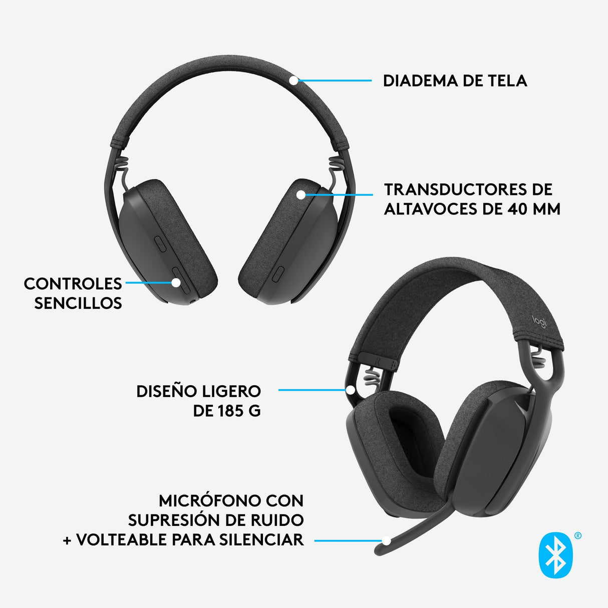 EAN 5099206103917 - Logitech 981-001213 auricular y casco Auriculares Inalámbrico Diadema Llamadas/Música Bluetooth Grafito imagen 14