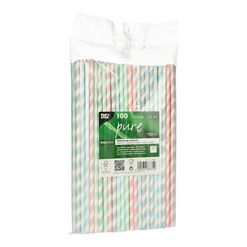 Papstar Strohhalme Pure Farbsortiert - 100 Unidades