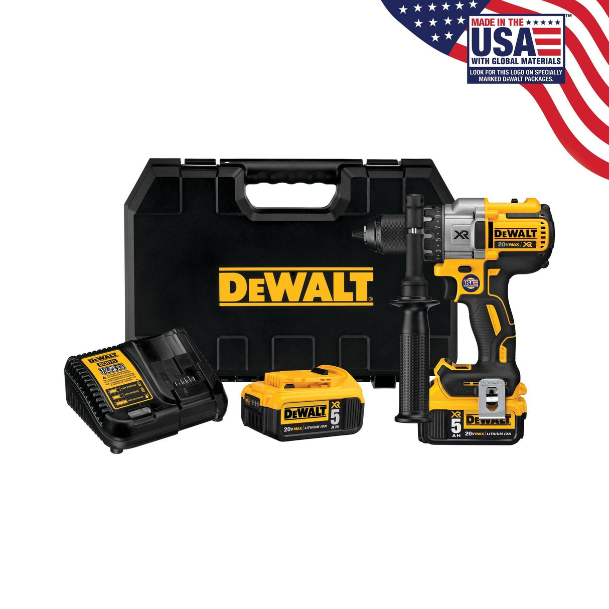 Dewalt Taladro / Atornillador Li-Ion Baterias + Cargador 18v 5ah Dcd991p2-Qw