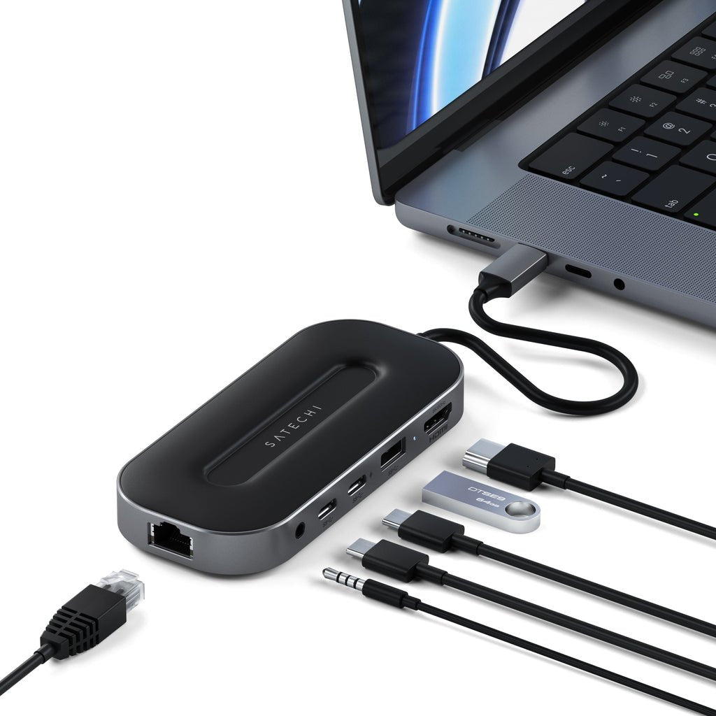 EAN 810086360512 - Satechi ST-U4MGEM base para portátil y replicador de puertos Alámbrico USB4 Negro, Gris imagen 4