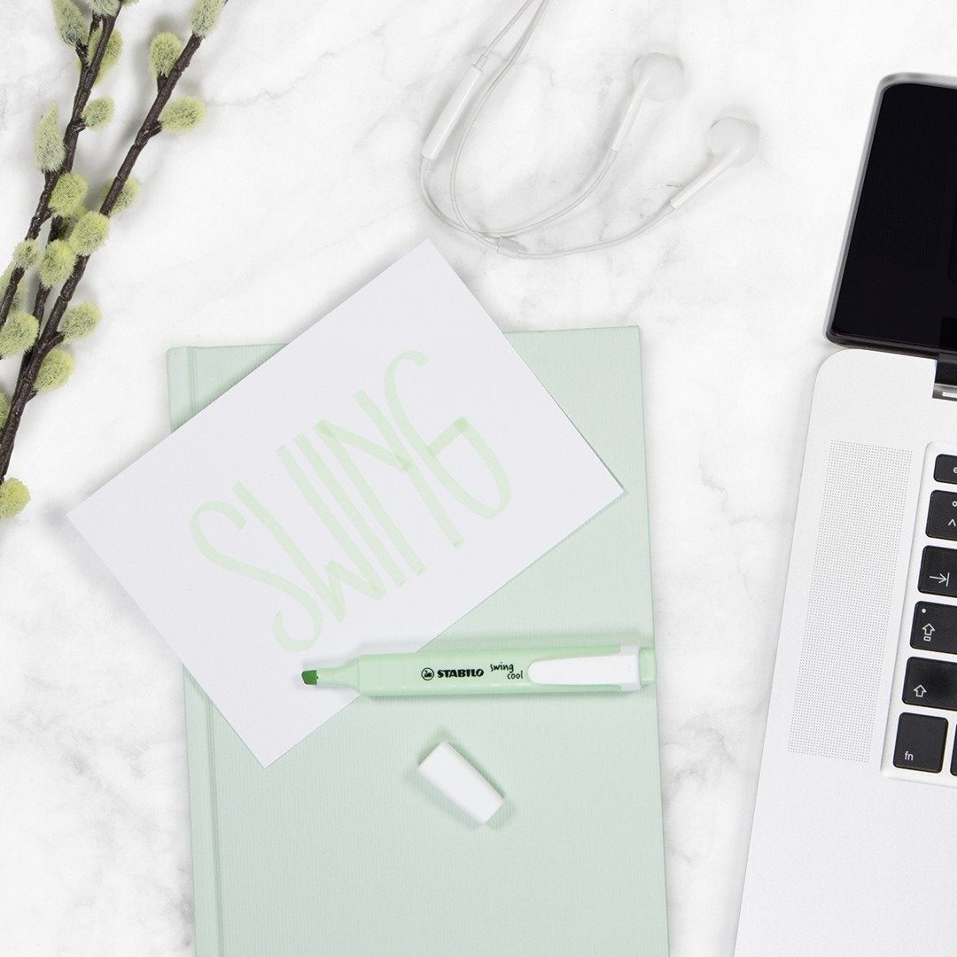 Estuche 4 Rotuladores Stabilo Swing Cool Pastel Turquesa / Menta / Rosa / Violeta Colores Pastel Tecnología Anti-Secado 2 Anchos De Trazo (1+4