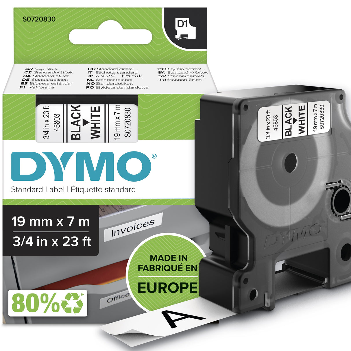 EAN 5411313452137 - DYMO D1 Standard - Black on White - 19mm cinta para impresora de etiquetas Negro sobre blanco imagen 2