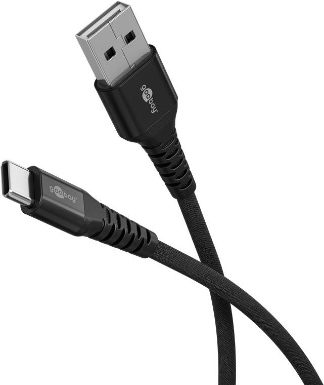 Goobay Cable Textil Supersoft Usb 2.0, Conector Usb-A > Conector Usb-C Negro, 1 Metro 74526