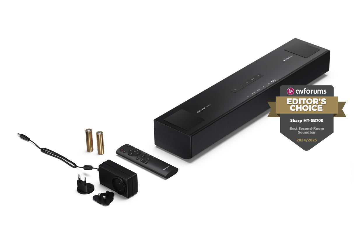 Barra De Sonido Sharp Ht-Sb700 2.0.2 Compact, Dolby Atmos, Bluetooth Con Hdmi Earc/Cec, Potencia Total De 140w, 92cm, Color Negro