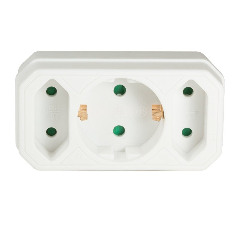 Logilink Adapter With 2 Euro + 1x Safety Socket, Blanco