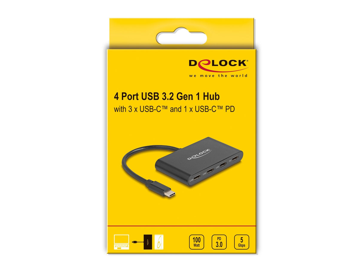 Delock Usb 3.2 Gen 1 Usb Tipo-C Hub Con 3 X Usb Tipo-C Hembra +