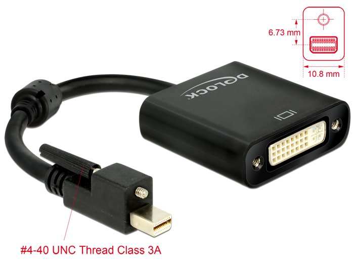 Delock Adaptador Mini Displayport 1.2 Macho Con Tornillo Dvi Hembra 4k Activo Negro