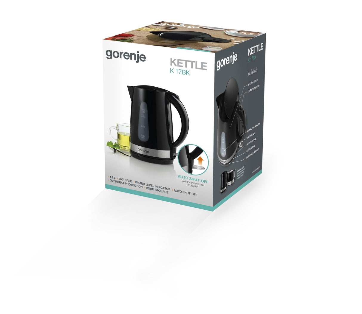 Hervidor Gorenje K17bk, Eléctrico, 1,7 L Potencia 2200 W, Material Plástico, Negro