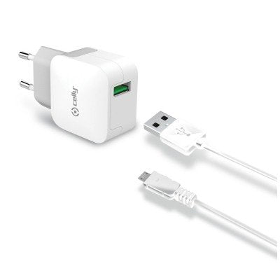 EAN 8021735724957 - Celly TCUSBMICRO cargador de dispositivo móvil Smartphone, Tableta Blanco Corriente alterna Interior imagen 1