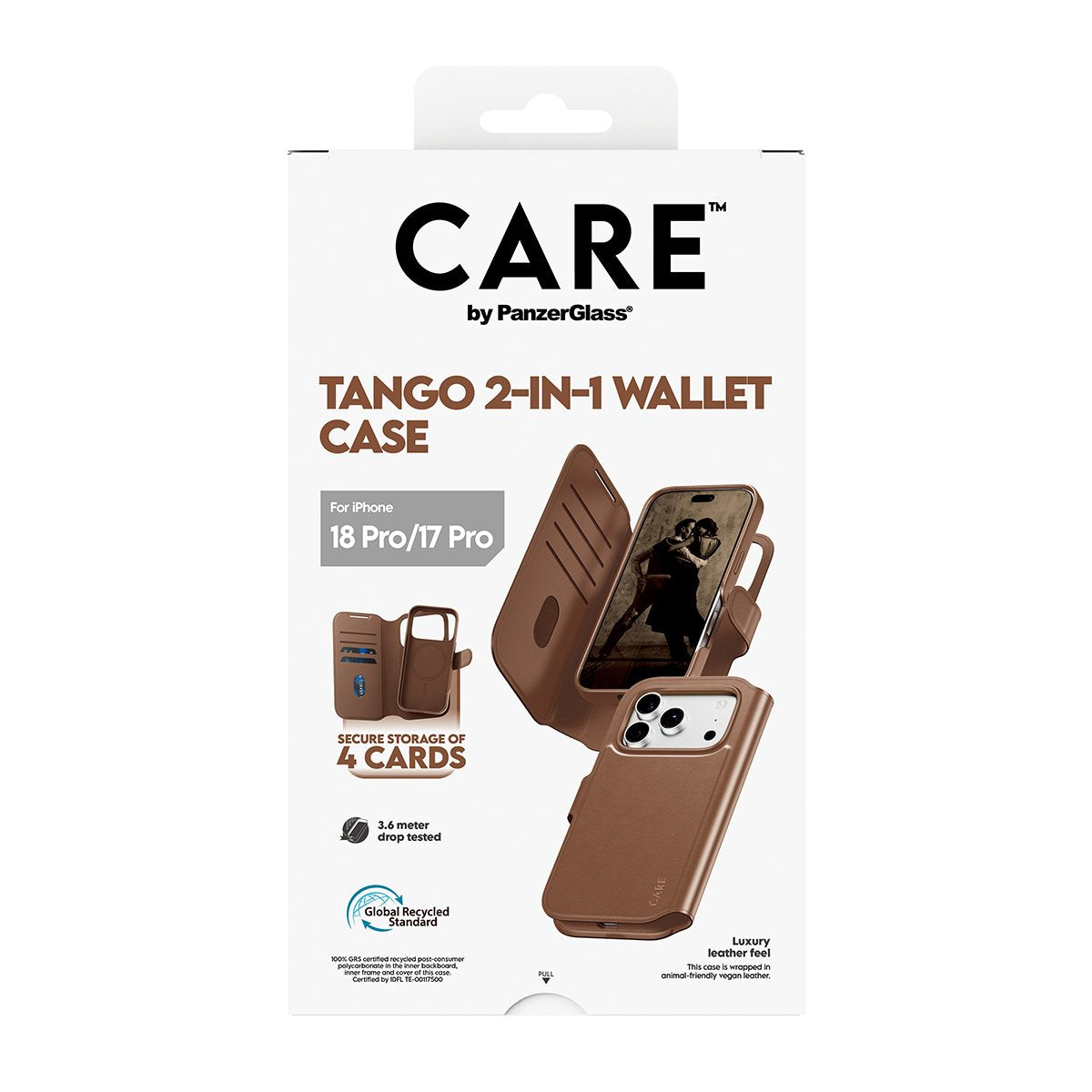 Care By Panzerglass Tango 2-In-1 Wallet Case Marrón M. Magsafe Iphone 17 Pro