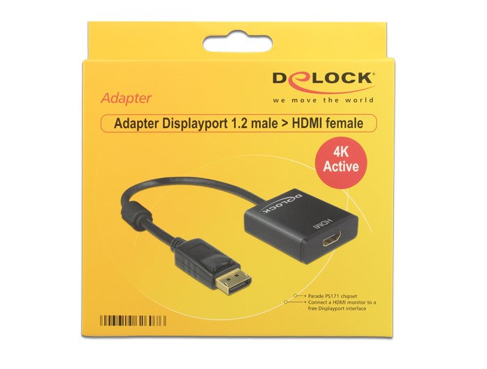 EAN 4043619626076 - DeLOCK 62607 adaptador de cable de vídeo 0,2 m DisplayPort HDMI tipo A (Estándar) Negro imagen 1