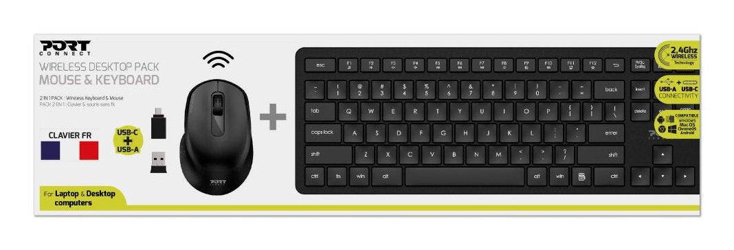 Port Designs Pack Keyboard + Mouse Medium Wireless
