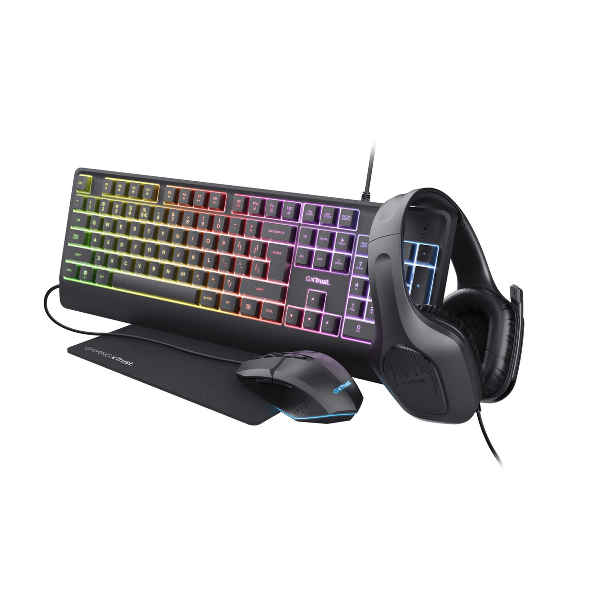 EAN 8713439251555 - Trust GXT 792 QUADROX teclado Ratón incluido Juego USB QWERTY Inglés de EE. UU. Negro imagen 1