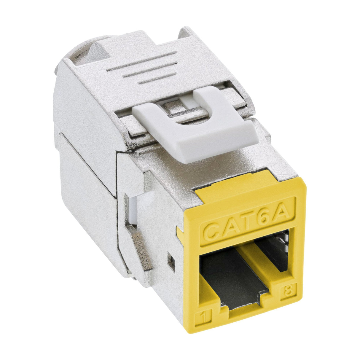 8 Piezas Pack Jack Inline Keystone Rj45, Blindado, Cat.6a, Amarillo