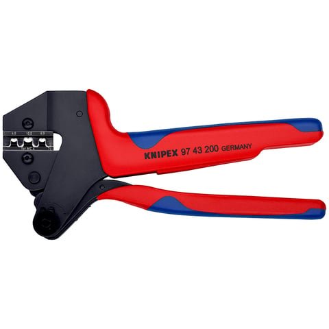 Alicates Con Sistema De Entallado Knipex 97 43 200, Alicates Para Entallar Rojo/Azul, Sin Insertos De Entallar, En Estuche 97 43 200
