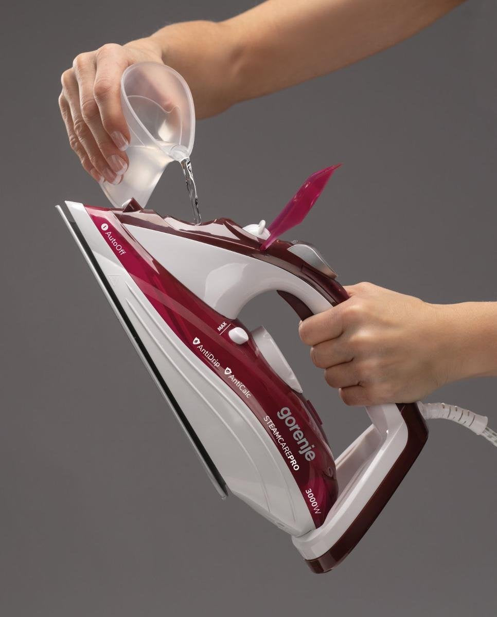 Plancha De Vapor Gorenje Sih3000rbc Plancha De Vapor, 3000 W, Capacidad Del Depã³sito De Agua 350 Ml, Vapor Continuo 40 G/Min, Rojo/Blanco