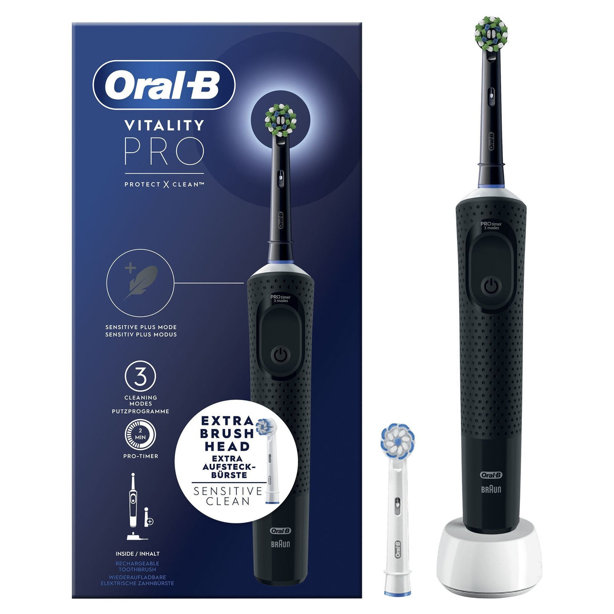 Braun Oral-B Vitality Pro Negro Cepillo De Dientes Eléctrico Recargable / Tecnología De Limpieza 2d