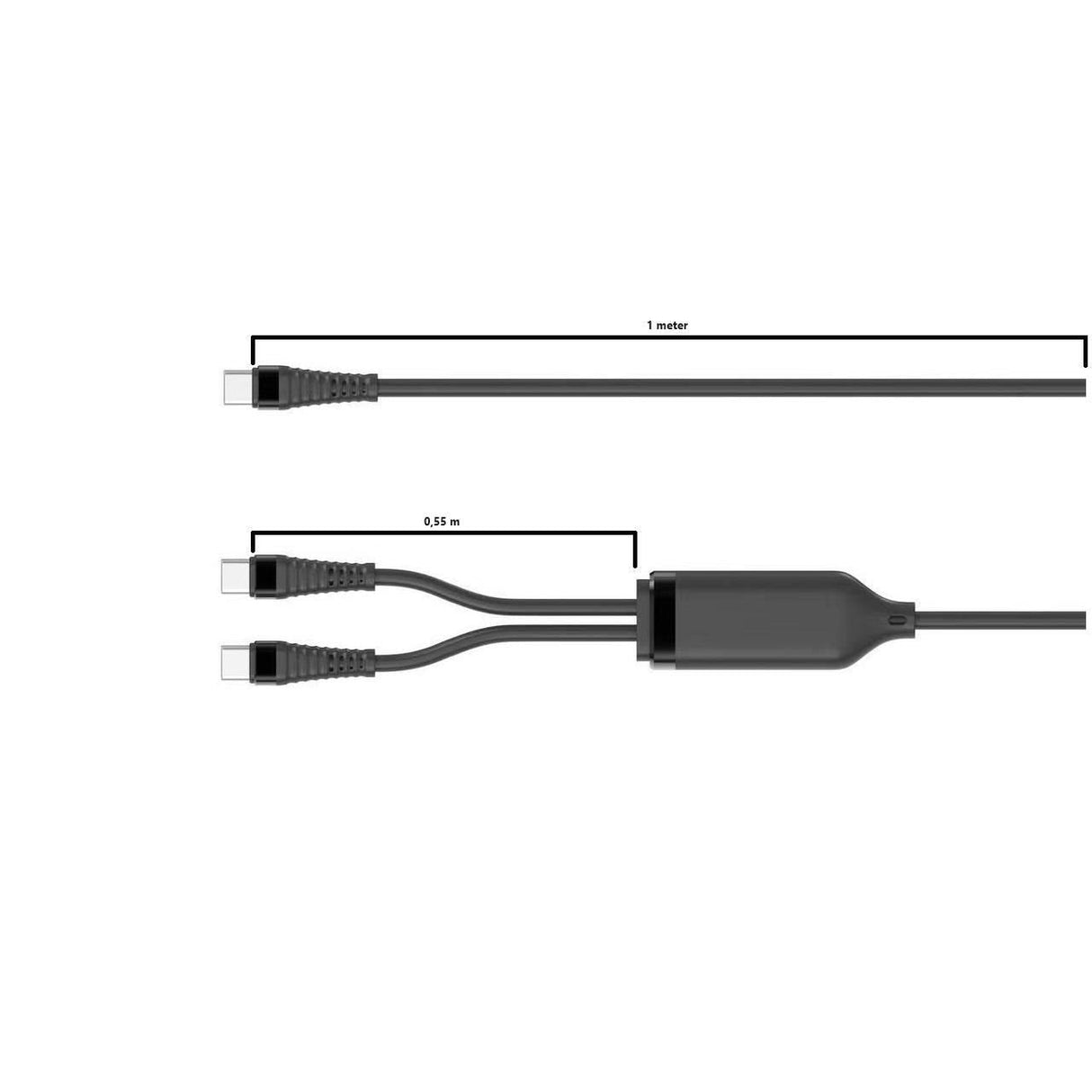 1-In-2 Pd100w Usb-C To Usb-C2 Splitter Cable, 1,55