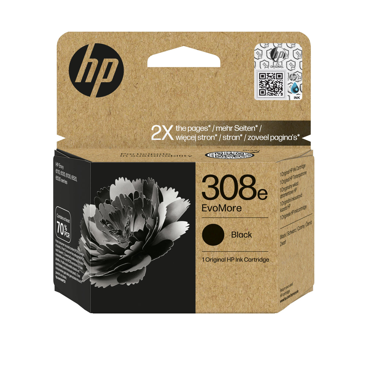 EAN 0196786390579 - HP 308e EvoMore Black Original Ink Cartridge cartucho de tinta 1 pieza(s) Rendimiento estándar Negro imagen 1