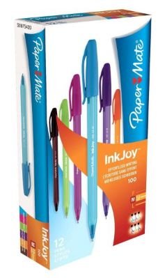 Paper Mate Inkjoy 100 Cap Boligrafo Triangular Surtida 2 Rosa, 2 Verde Claro, 2 Morado, 2 Naranja, 2 Marrón, 2 Turquesa -12u-