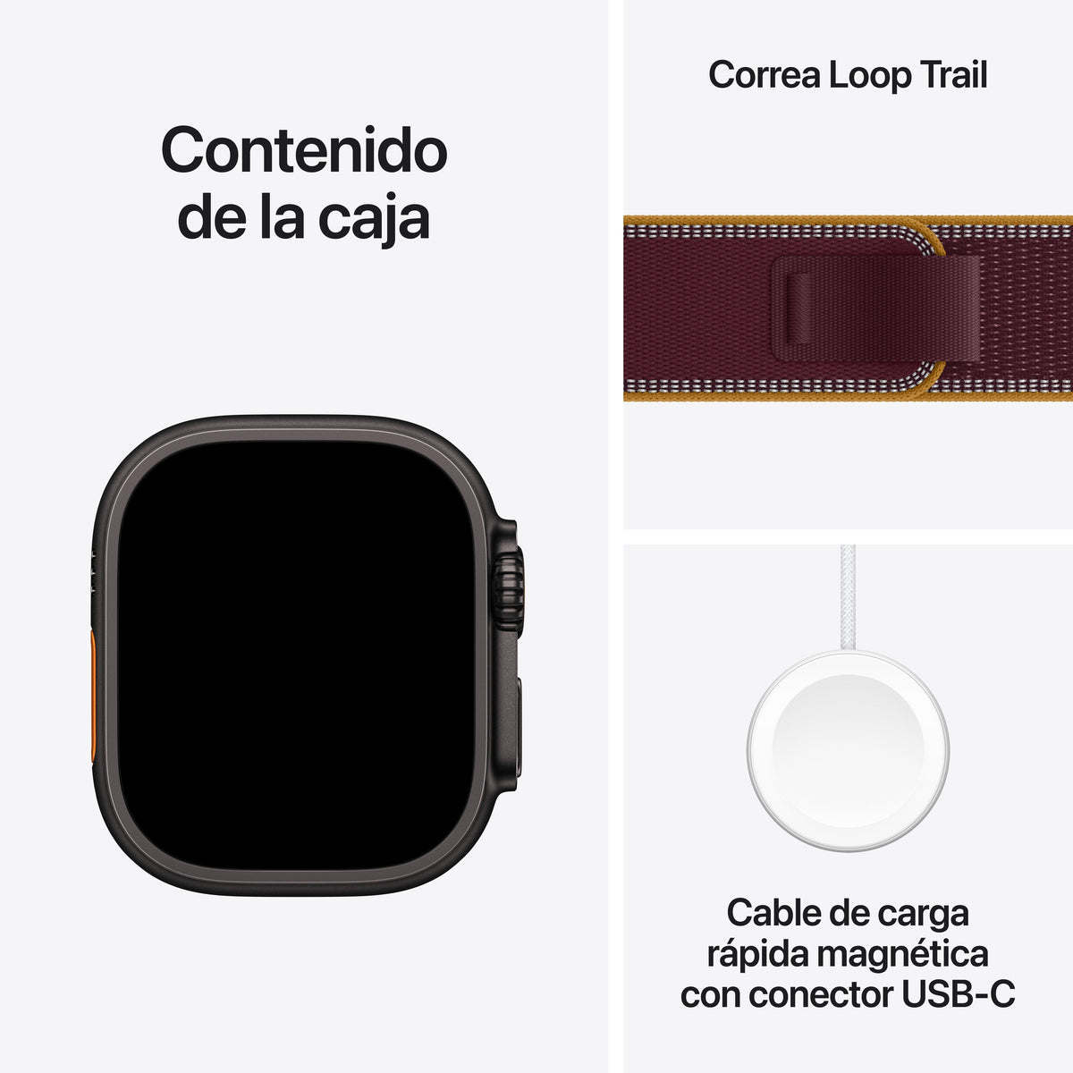 Apple Watch Ultra 4 (2026) Gps+Cel 49mm Caja De Titanio Negro Correa Trail Loop Burdeos Talla S M Siri Ai