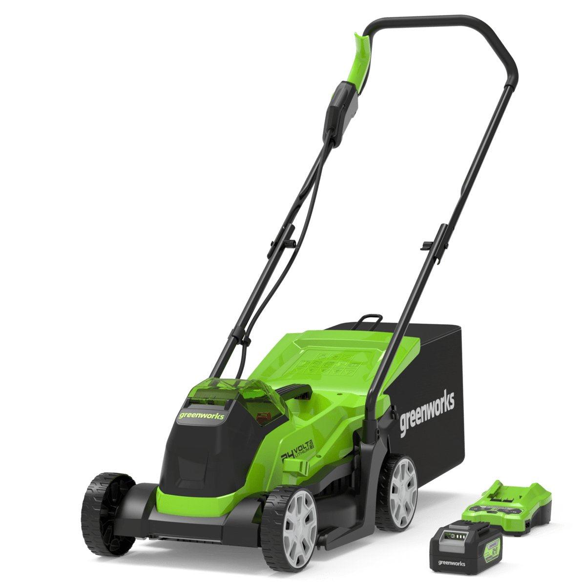 EAN 6952909074207 - Greenworks 2516107UB cortadora de césped Cortacésped de empuje a gasolina Batería Negro, Verde imagen 1