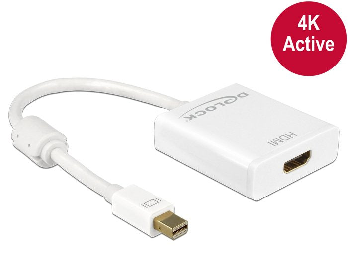 Delock Adaptorcable Mini Displayport 1.2 Plug > Hdmi Socket White 4k Active