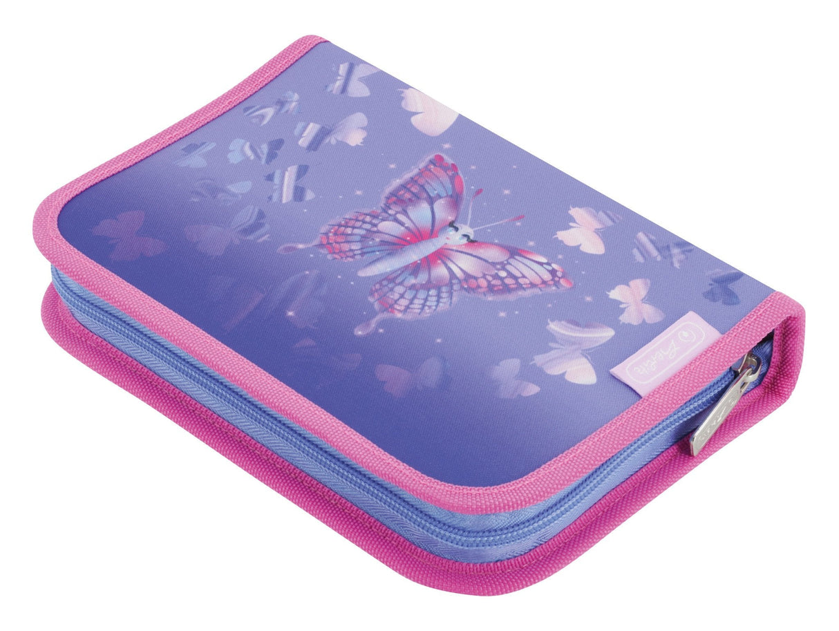 Herlitz Loop Plus Butterfly Paradise Juego De Mochila Escolar Chica Poliéster Lila, Rosa