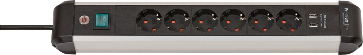 Regleta Brennenstuhl 1391030610 Base Múltiple 3 M 6 Salidas Ac Interior Negro, Plata