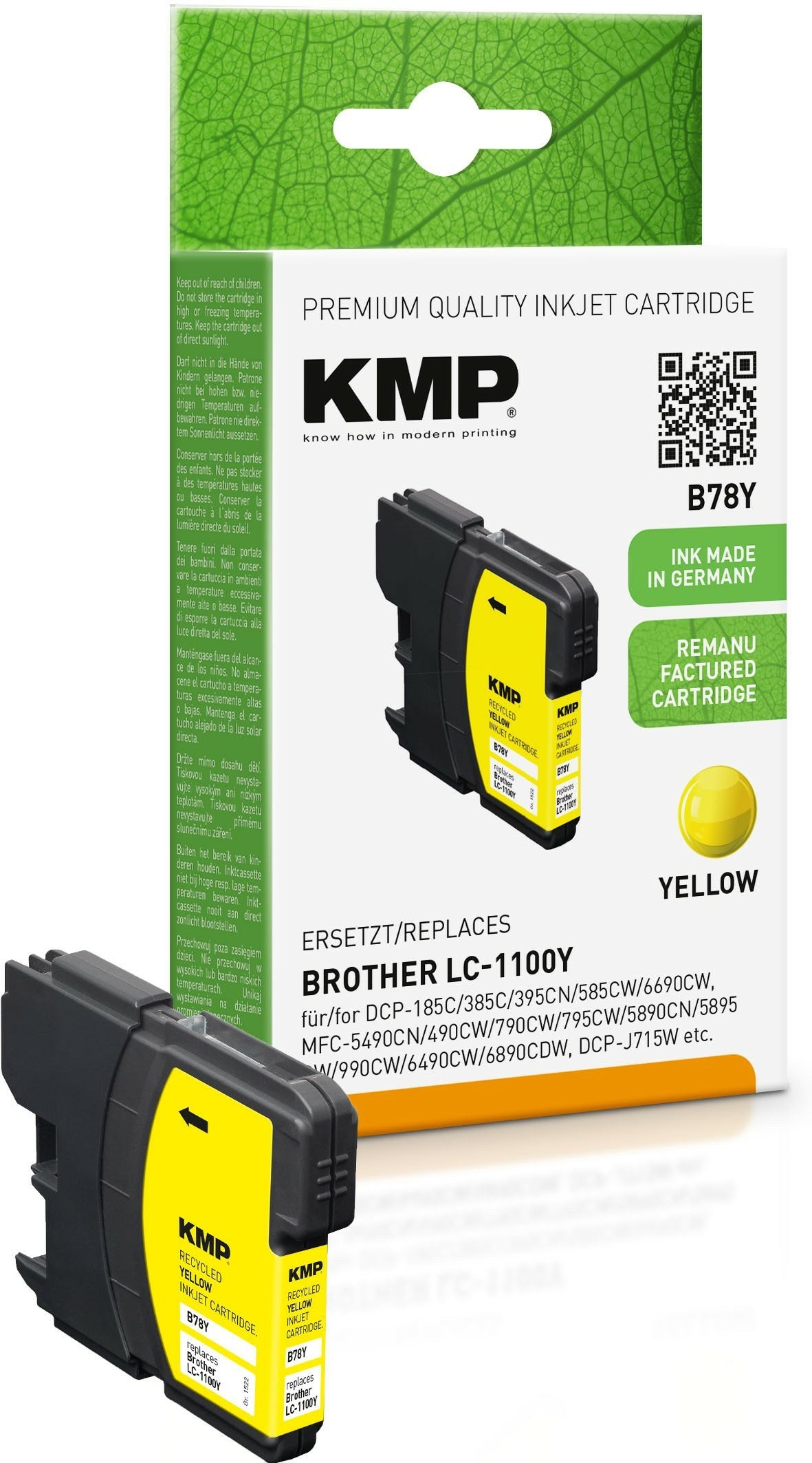 Kmp B78y Tintenpatrone Yellow Kompatibel M. Brother Lc-1100 Y