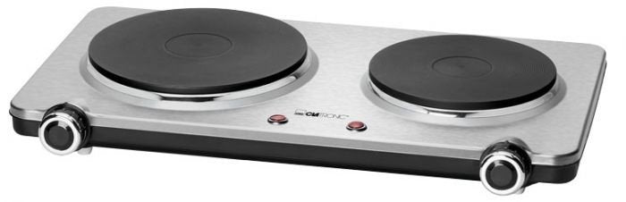 EAN 4006160717228 - Clatronic DKP 3668 E Negro, Acero inoxidable Encimera Hornillo eléctrico / Placa eléctrica 2 zona(s) imagen 1