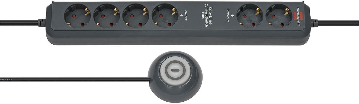 EAN 4007123620913 - Brennenstuhl Eco-Line Comfort Switch base múltiple 2 m 6 salidas AC Antracita imagen 1