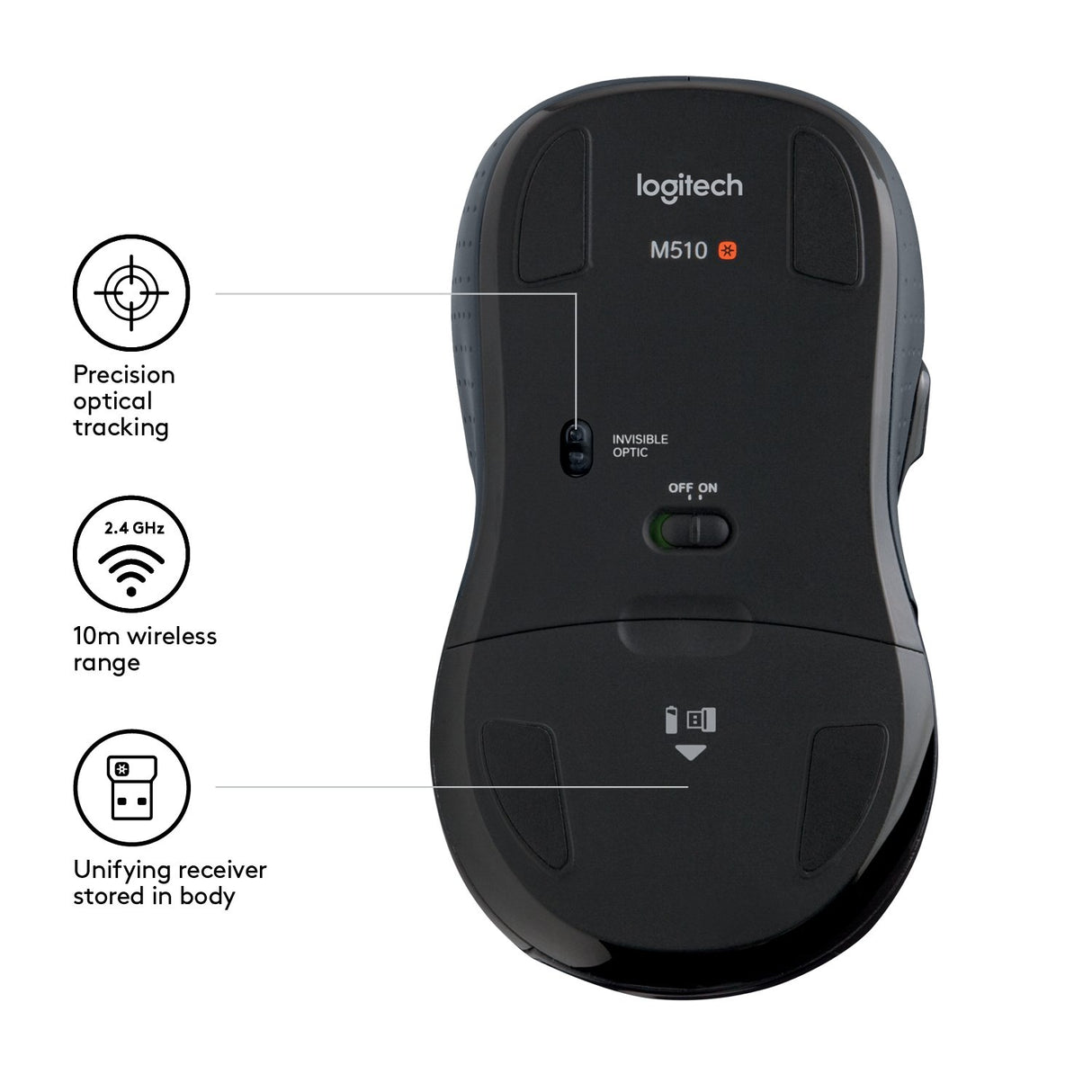 EAN 4054554528189 - Logitech M510 ratón RF inalámbrico Laser imagen 6