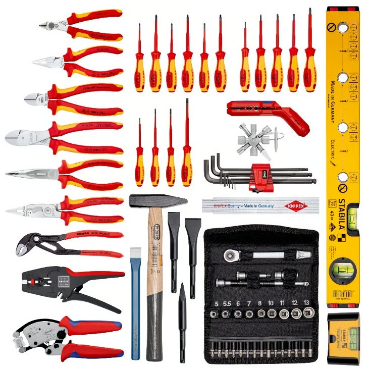 Kit De Herramientas De Knipex "Big Basic Move" Elektroplus, 68 Partes, Conjunto De Herramientas En Negro, Con Rango De Herramientas Para Electricistas 00 21 06