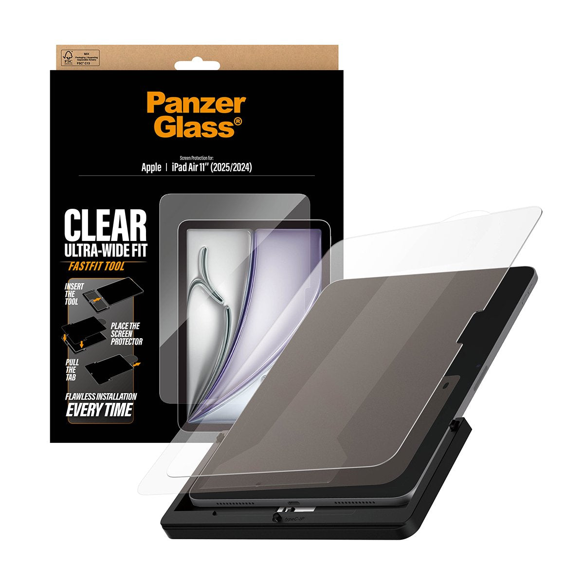 Panzerglass ® Screen Protector Ipad Air 11" (2024-2026) Ultra-Wide Fit W. Fastfit Tool Protector De Pantalla Apple 1 Pieza(S)