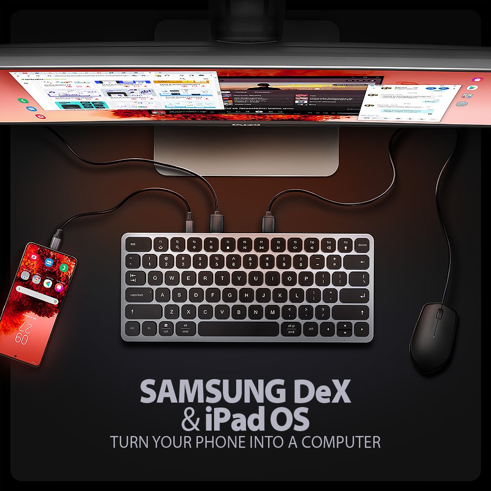 Teclado Ingles Axagon Hmc-Kb-Us Usb-C 5gbps Con Hub, Microsd/Sd, 3x Usb-A, Hdmi 4k/60hz, Pd 100w, Audio, Ee.Uu.