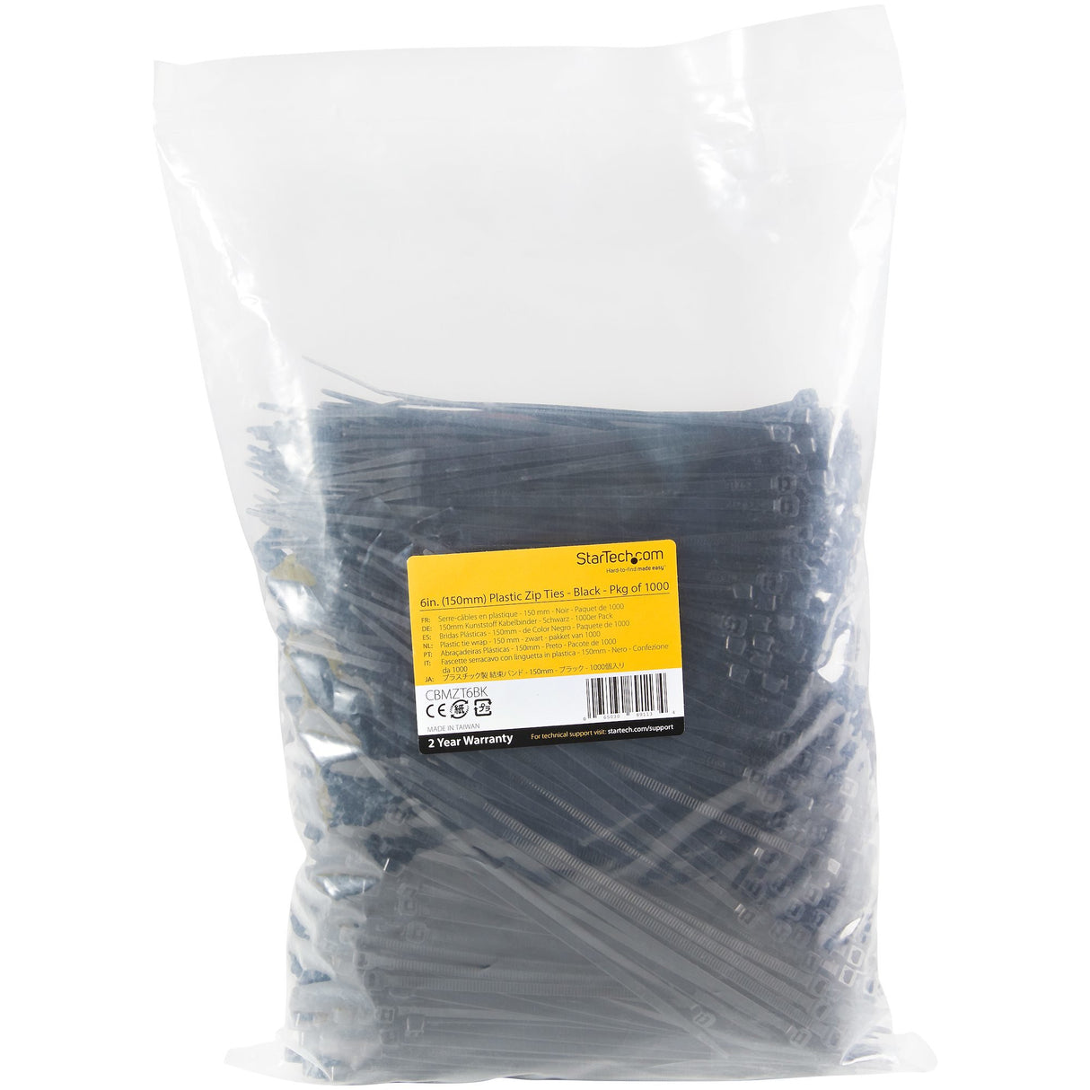 EAN 0065030891134 - StarTech.com CBMZT6BK presilla Brida reutilizable Nylon, Plástico Negro 1000 pieza(s) imagen 5