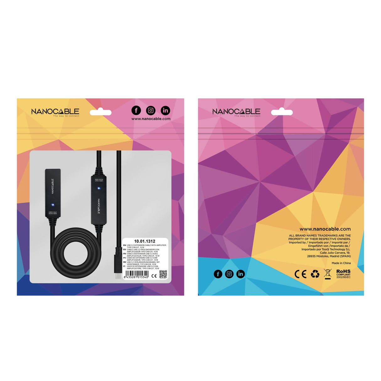 EAN 8433281015340 - Nanocable 10.01.1312 cable USB USB 3.2 Gen 1 (3.1 Gen 1) 10 m USB C Negro imagen 5