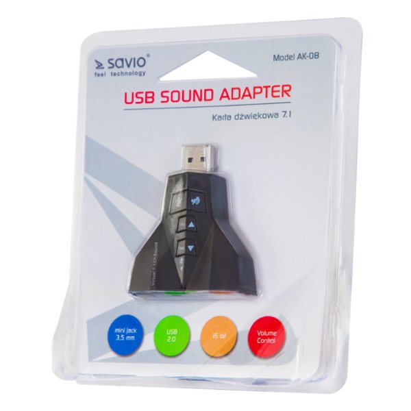 Tarjeta De Sonido Savio 7 En 1, Vitrual 7.1ch Ak-08