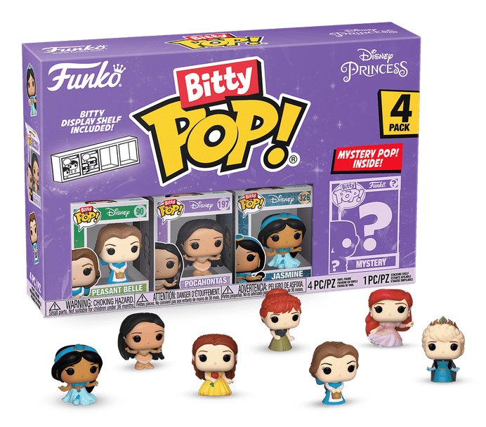 Blister 4 Figuras Bitty Pop Disney Princesas Bella