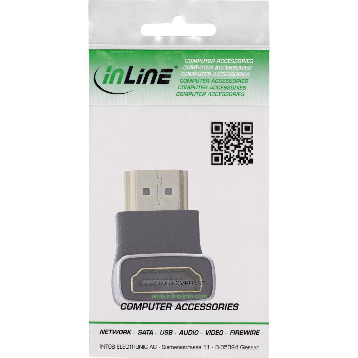 Inline® Hdmi Adapter, Hdmi A Plug / Socket, 90° Down, 8k Uhd