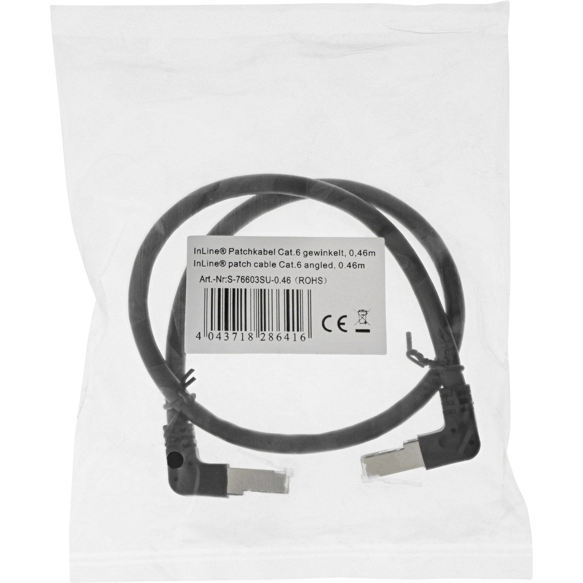Cable De Red Inline En Ángulo Ascendente/Descendente, S/Ftp (Pimf), Cat.6, 250 Mhz, Pvc, Cobre, Negro, 2,36 M