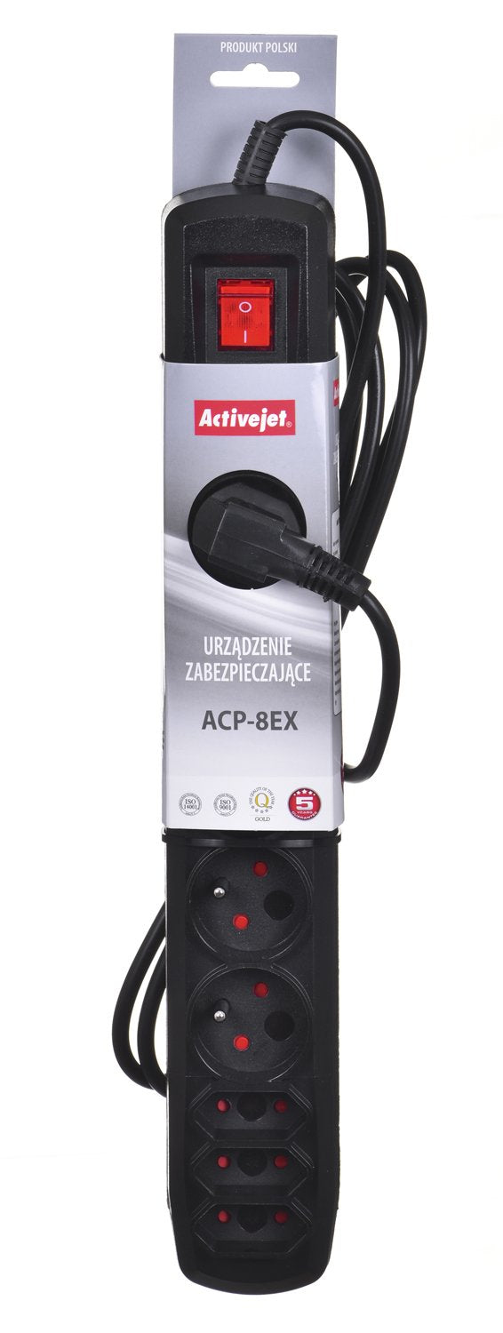 EAN 5901452125844 - Activejet APN-8G/3M-BK base múltiple 8 salidas AC Interior Negro imagen 3